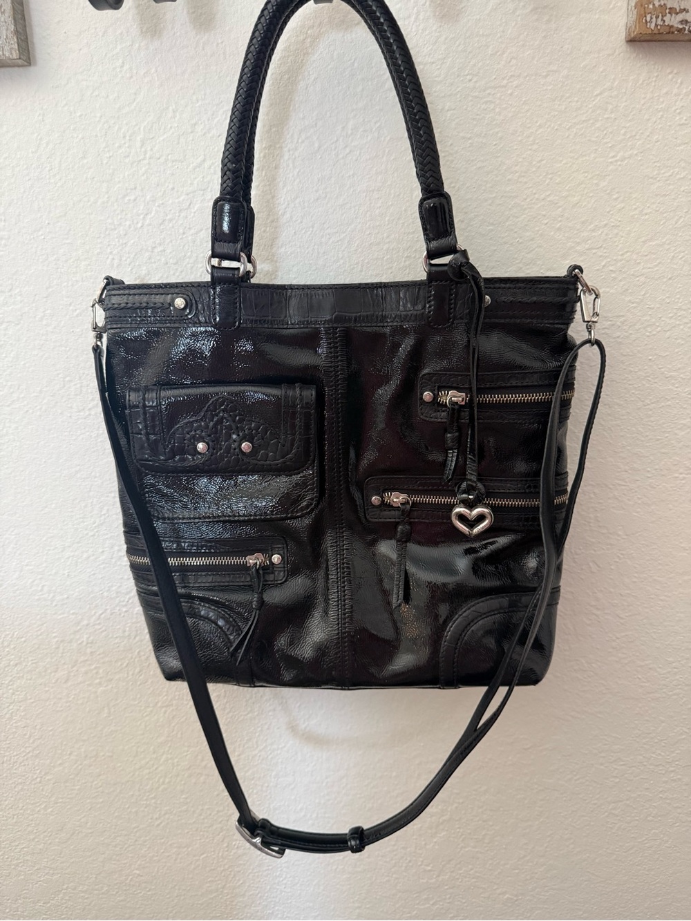 Brighton Kaelen Black Patent Leather Tote